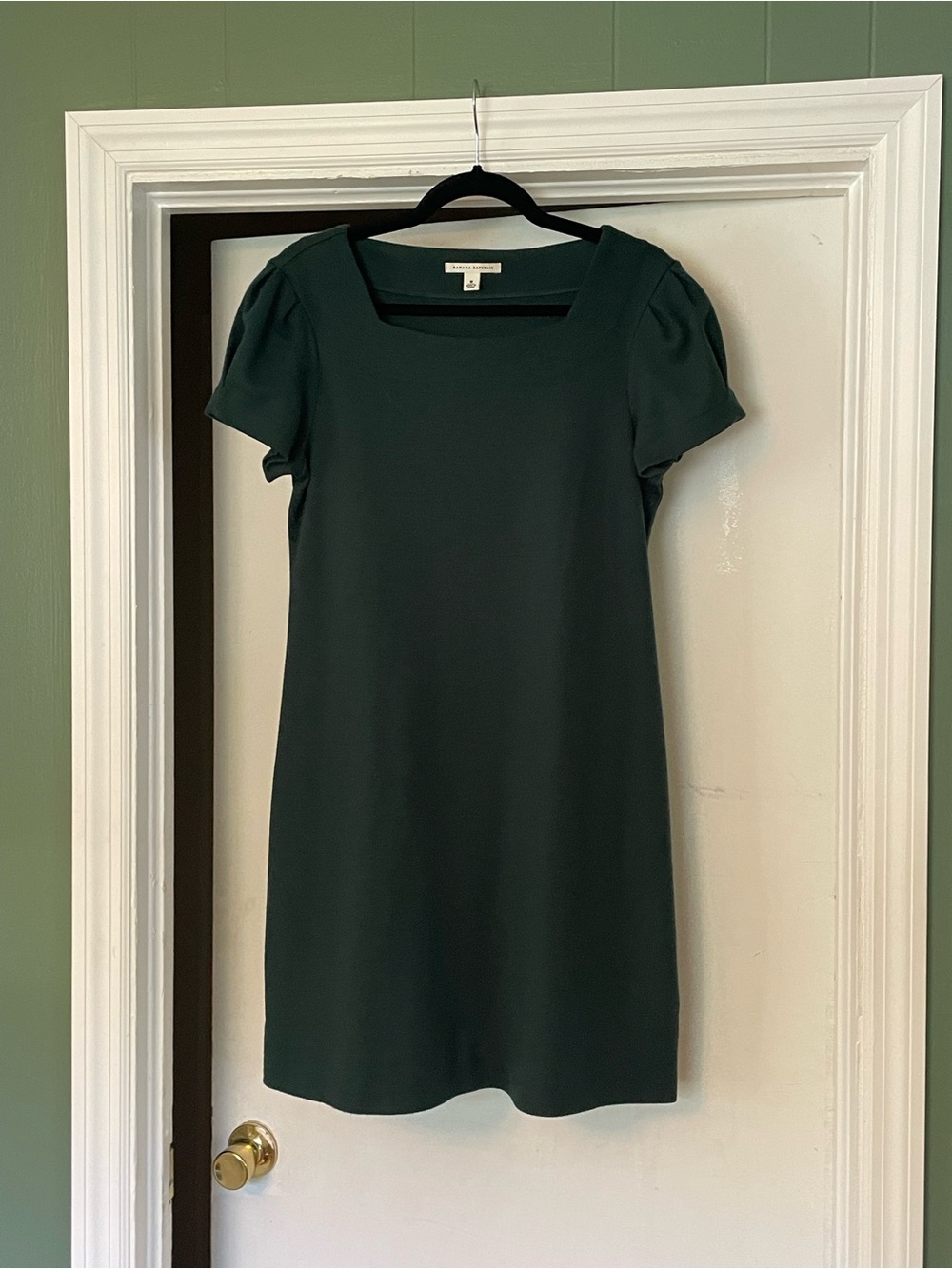 Banana Republic 100% Wool Square-Neck Dress - Dark Green